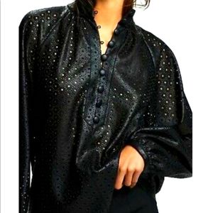 SHIPS FREE!! Brand New Zara Faux Leather Laser Cut Blouse